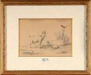 Chevre Et Son Chevreau Au Pre by Eugene Joseph Verboeckhoven