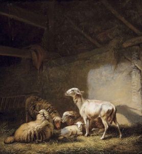 Moutons Dans L'etable by Eugene Joseph Verboeckhoven