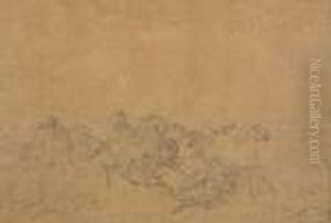 Leeuwen In De Aanval by Eugene Joseph Verboeckhoven