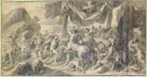 The Battle Of The Lapiths And Centaurs; And A Companion Drawing Ofeuropa And The Bull by Francois Verdier