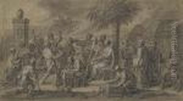 A Biblical Scene With A Ruler Directing Architects Andbuilders - view 1