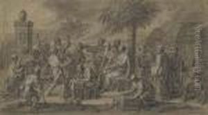 A Biblical Scene With A Ruler Directing Architects Andbuilders by Francois Verdier
