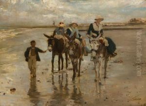 Famille Se Promenant Sur La Plage by Jan Francios Verhas
