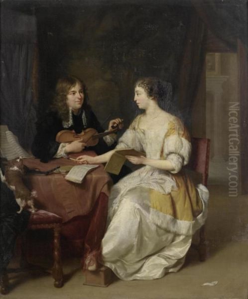 An Elegant Couple Making Music In An Interior - view 1