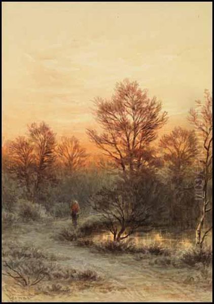 Woman By A Woodland Pool - view 1