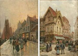 Port Anime Et Le Marche by Emile Louis Vernier