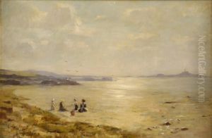 Strandszene Bei Saint-michel. by Emile Louis Vernier
