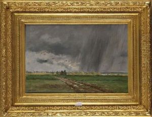 Effet De Pluie Dans La Campagne D'ecouen by Emile Louis Vernier