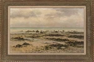 Cockle Gatherers At Low Tide by Emile Louis Vernier