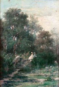 Promenade Dans Le Parc by Emile Louis Vernier