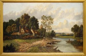 Cottages By A River by William Henry Vernon