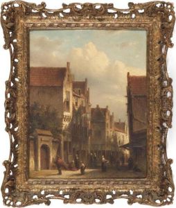 Townsfolk Gathering On A Street