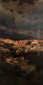 Italienische Stadt Im Abendlicht