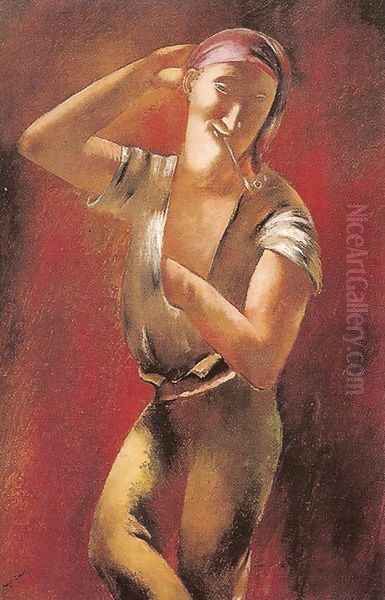 Boy Smoking a Pipe - view 1