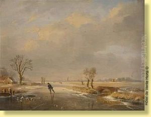 Patineur Sur Un Bras De Mer Gele by Louis Pierre Verwee