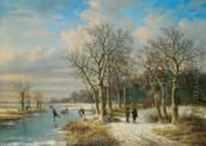 Paesaggio Invernale Con Pattinatori