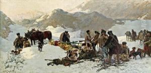 Wildschweinjagd In Den Karpaten by Jaroslav Friedrich Julius Vesin