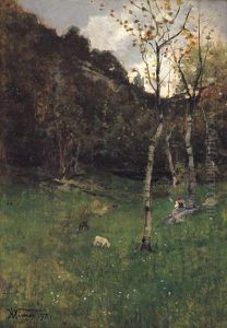 Paesaggio Con Pastorella by Mario Viani D'Ovrano