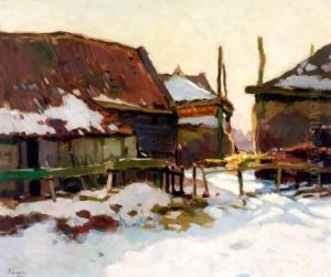 Boerenerf In De Winter by Bernard, Ben Viegers