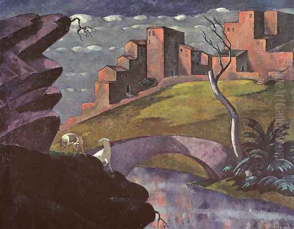 Idyllic Landscape with Sheep - view 1