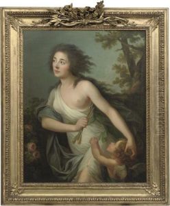 Portrait Of A Lady As Diana With A Putto