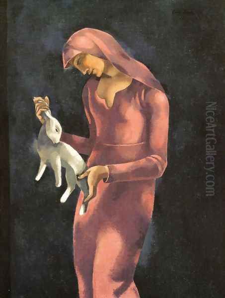 Woman with a Rabbit - view 1