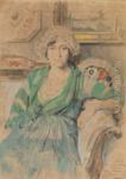 Portrait Of The Artist's Wife Irina Voitsekhovskaya-vinogradova - view 1