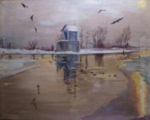 Bord De Riviere Sous La Neige by Paul Vogler