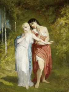 Couple In The Forest Clearing by Andre Charles Voillemot