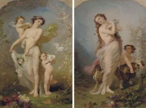 Allegory Of Spring; And Allegory Of Autumn by Andre Charles Voillemot
