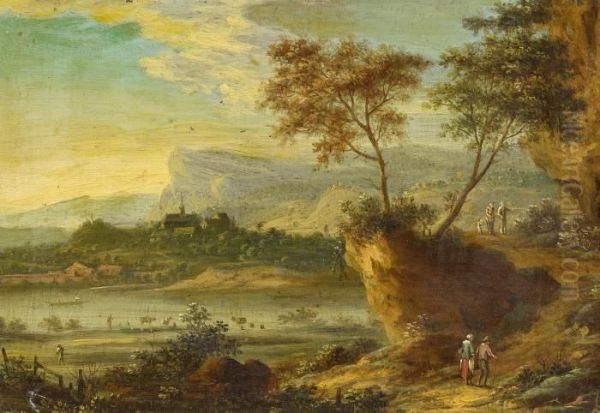 Open River Landscape In Evening Light - view 1