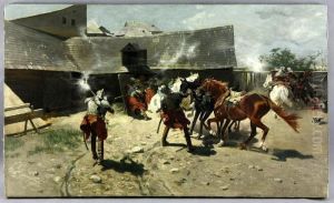 Verteidigung Eines Gehoftes by Jozef Von Brandt