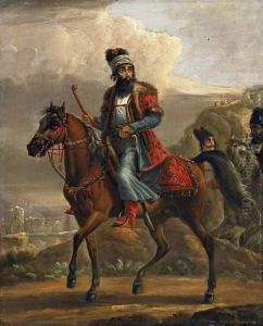 Caucasian Horsemen by Jozef Von Brandt