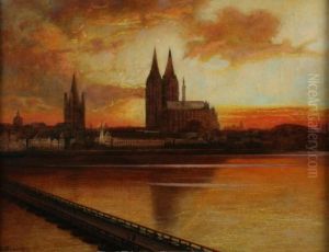 Ansicht Von Koln Bei Sonnenuntergang