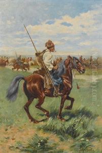 Cossacks Fording by Jozef Von Brandt