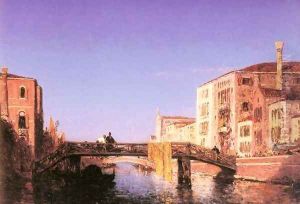 Le Pont de bois a Venise by Felix Ziem