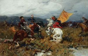 Walka O Choragiew by Jozef Von Brandt