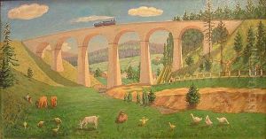 Wiadukt. Wisla Glebce, 1952 by Jozef Von Brandt