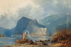An Encampment At The Riverbank, The Caucasus by Paul Von Franken
