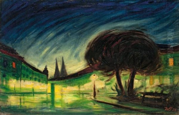 Nachtliche Regenstrasse - view 1