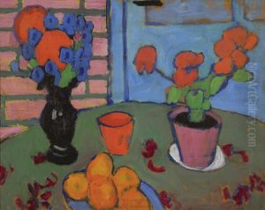 Stillleben Mit Blumen Und Orangen by Alexei Jawlensky