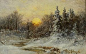 Wooded Winter Sunset