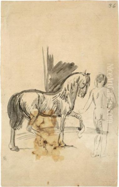 Pferd Und Stehender Jungling (ruckenakt) - view 1