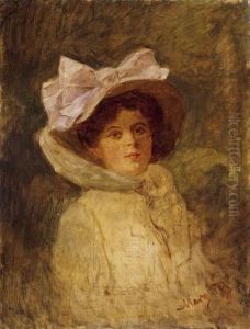 Lady In A White Hat by Tihamer Von Margitay