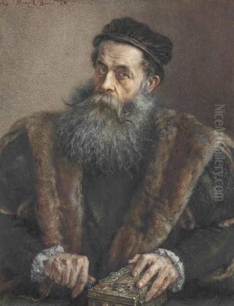 Soll Ich Offnen?: An Elderly Man In 16th-century Costume Holding A Jewel Casket - view 1