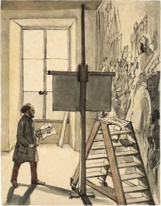 Selbstbildnis Im Kasseler Atelier by Adolph von Menzel