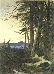 Waldlichtung Mit Rebhuhnern Und Auerhahn