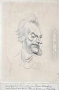 Karrikatur Des Malers Theodor Horschelt by Arthur Georges Baron Von Ramberg: