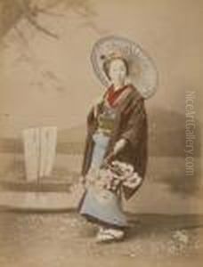Geisha With Flowers by Raimund, Baron Von Stillfried Und Rathenitz