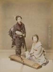 Two Geisha Playing Instruments